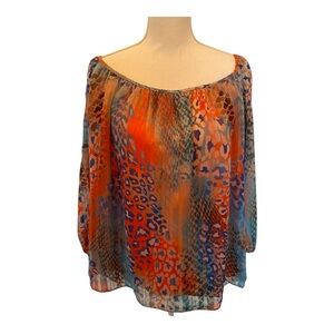 Boston Proper Caribbean animal print blouse